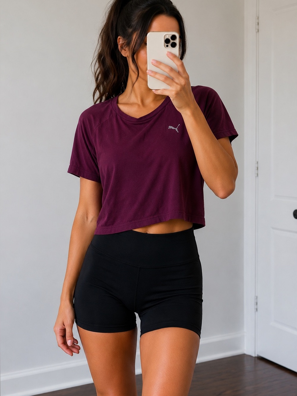 Puma Plum Purple Cropped Active Tee Size L
